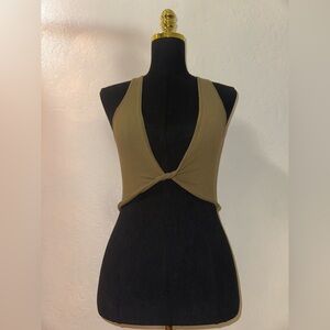 Women's Tan Knotted Crop Top